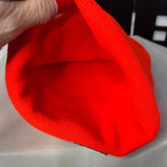 🟧NEW Two Carhartt Neon Orange Knit Beanies Hat A18 Cuffed Acrylic Watch Cap🟧 - Picture 7 of 9